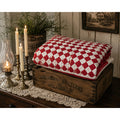 Hand Quilted Red White Patchwork Quilt King Primitive Americana