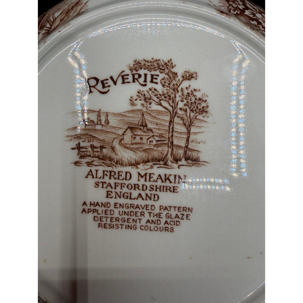 Vintage Alfred Meakin Reverie Ironstone Serving Bowl Brown Transferware 9 Inch