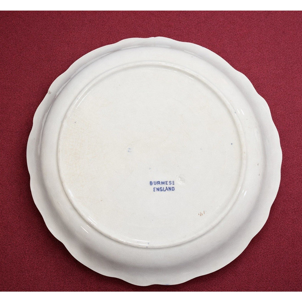 Johnson Bros Burmese Set of 4 Bowls 7.5” Blue White Gilt England Vintage