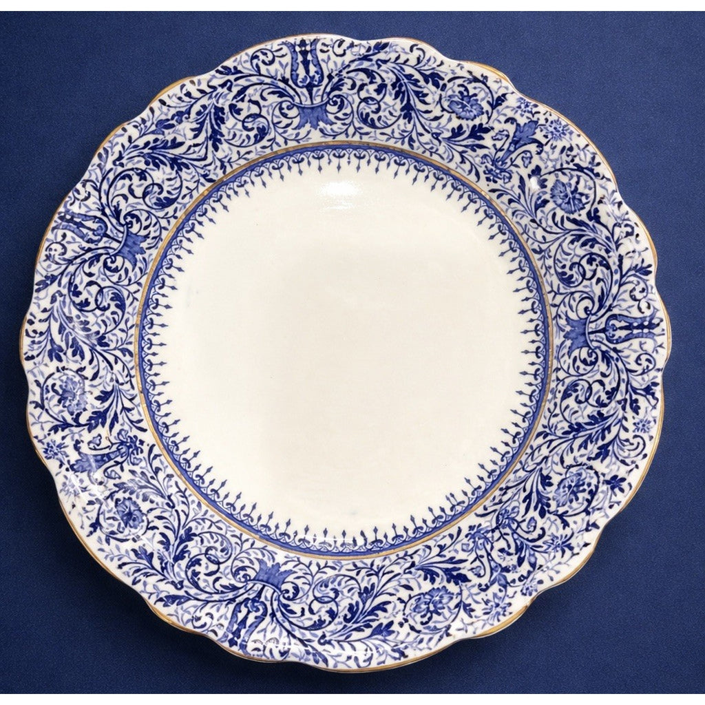 Johnson Bros Burmese Set of 4 Bowls 7.5” Blue White Gilt England Vintage