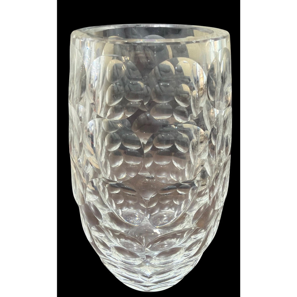 Vintage Kagami Crystal Vase, Heavy Cut Japanese Art Glass, Mid Century Modern