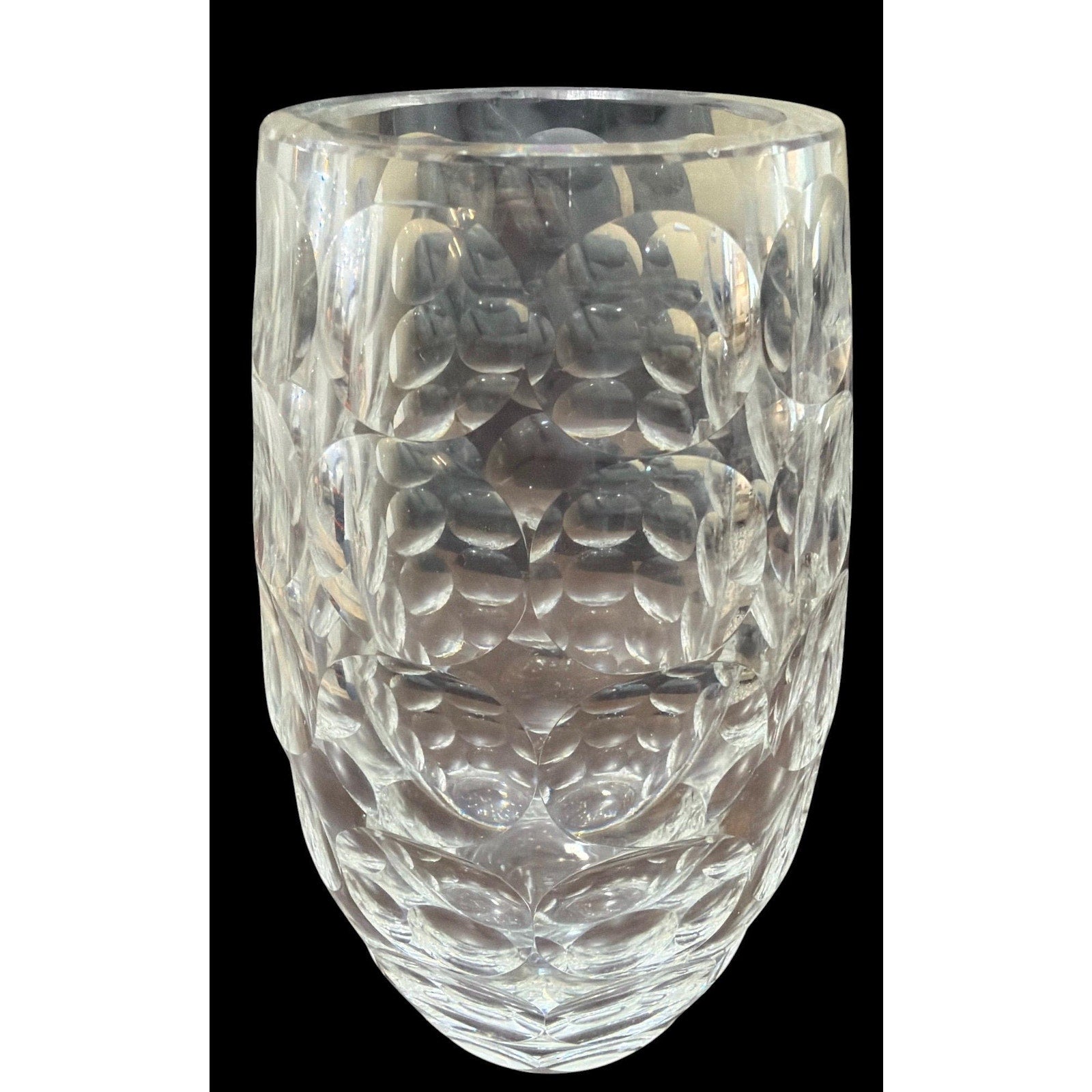 Vintage Kagami Crystal Vase, Heavy Cut Japanese Art Glass, Mid Century Modern