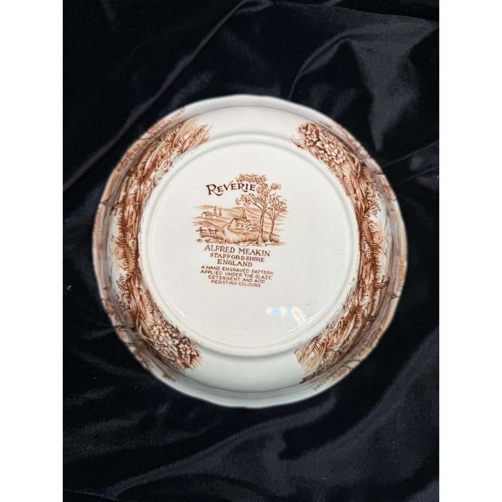 Vintage Alfred Meakin Reverie Ironstone Serving Bowl Brown Transferware 9 Inch