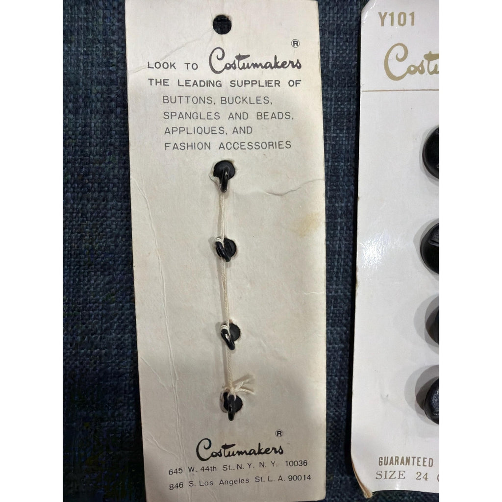 Vintage Black Leather-Look Buttons, Costumakers Japan, Size 24 Sewing Supplies