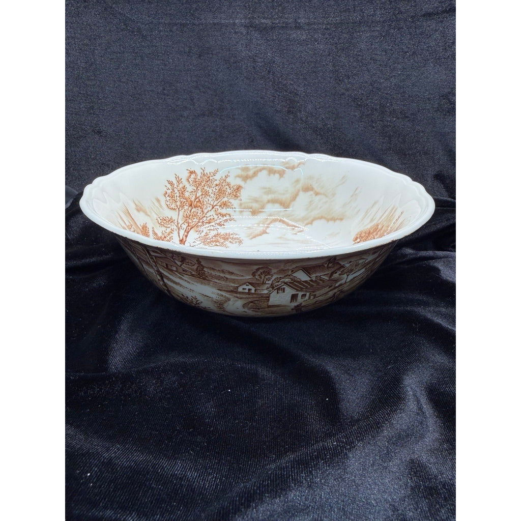 Vintage Alfred Meakin Reverie Ironstone Serving Bowl Brown Transferware 9 Inch