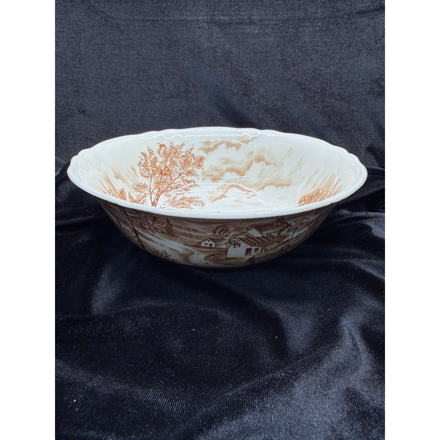 Vintage Alfred Meakin Reverie Ironstone Serving Bowl Brown Transferware 9 Inch