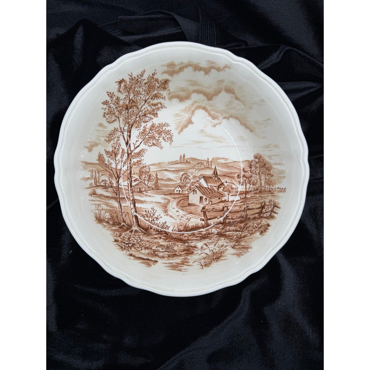 Vintage Alfred Meakin Reverie Ironstone Serving Bowl Brown Transferware 9 Inch