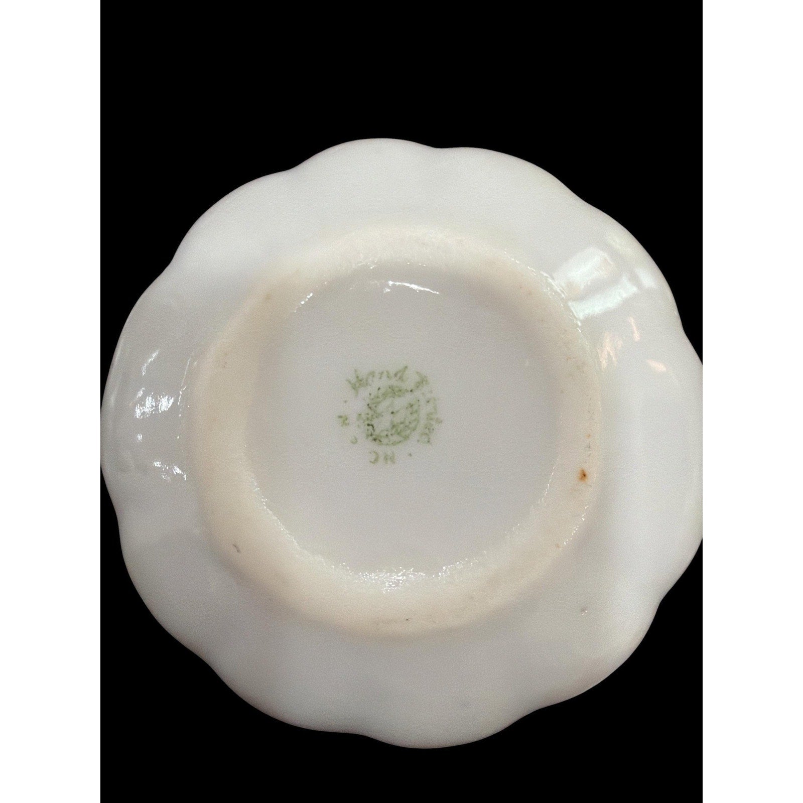 Antique Hand Painted Porcelain Salt Cellars with Glass Spoons, Victorian Violet
