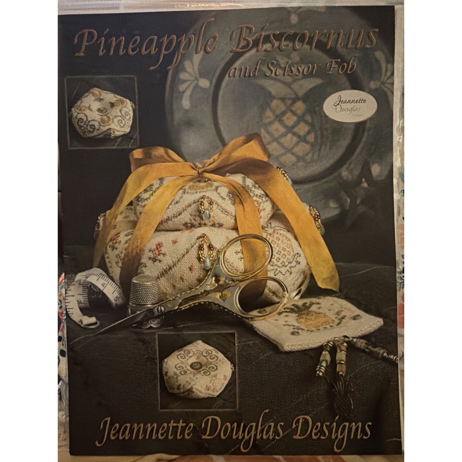 Jeannette Douglas Pineapple Biscornus Pattern + Thread Pack