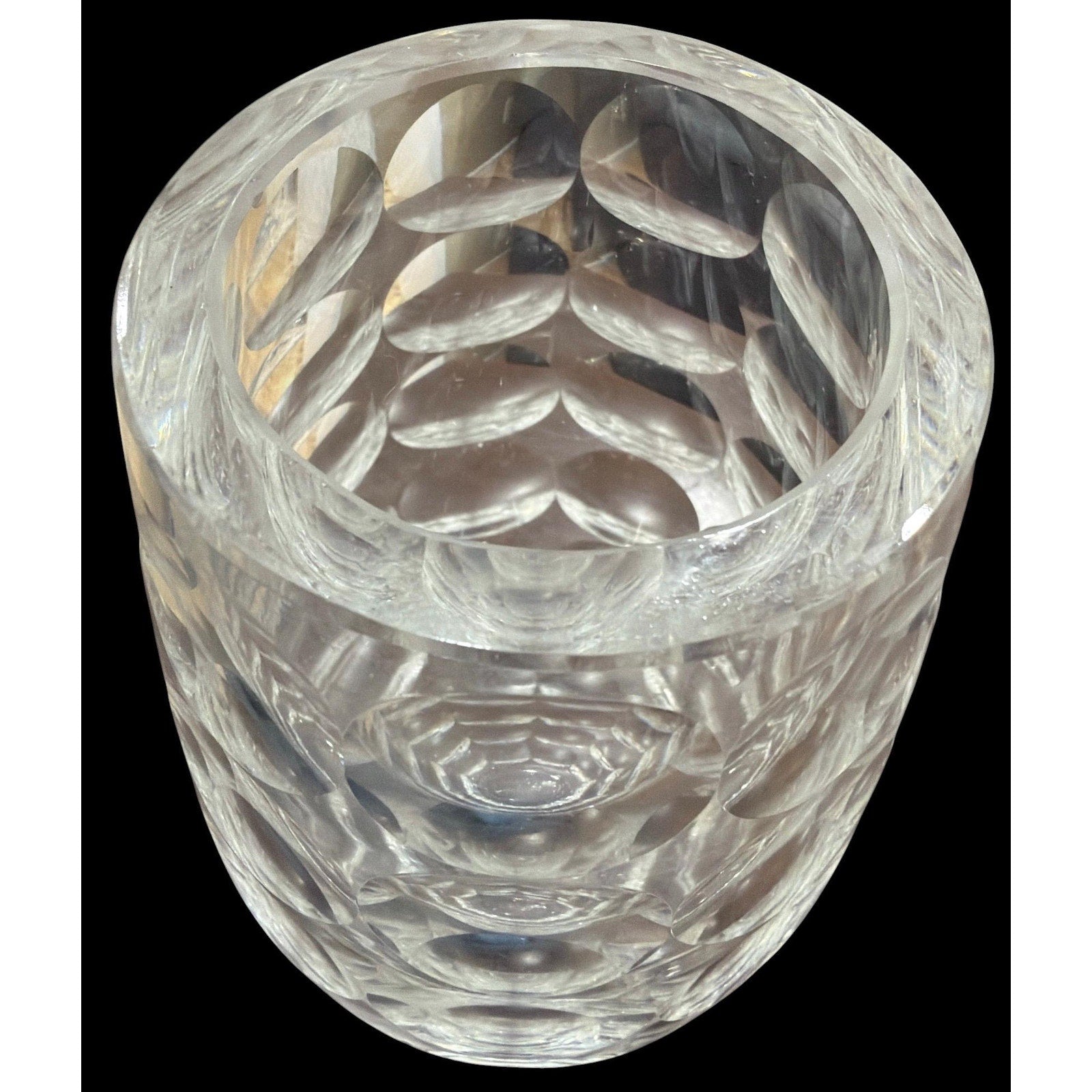 Vintage Kagami Crystal Vase, Heavy Cut Japanese Art Glass, Mid Century Modern