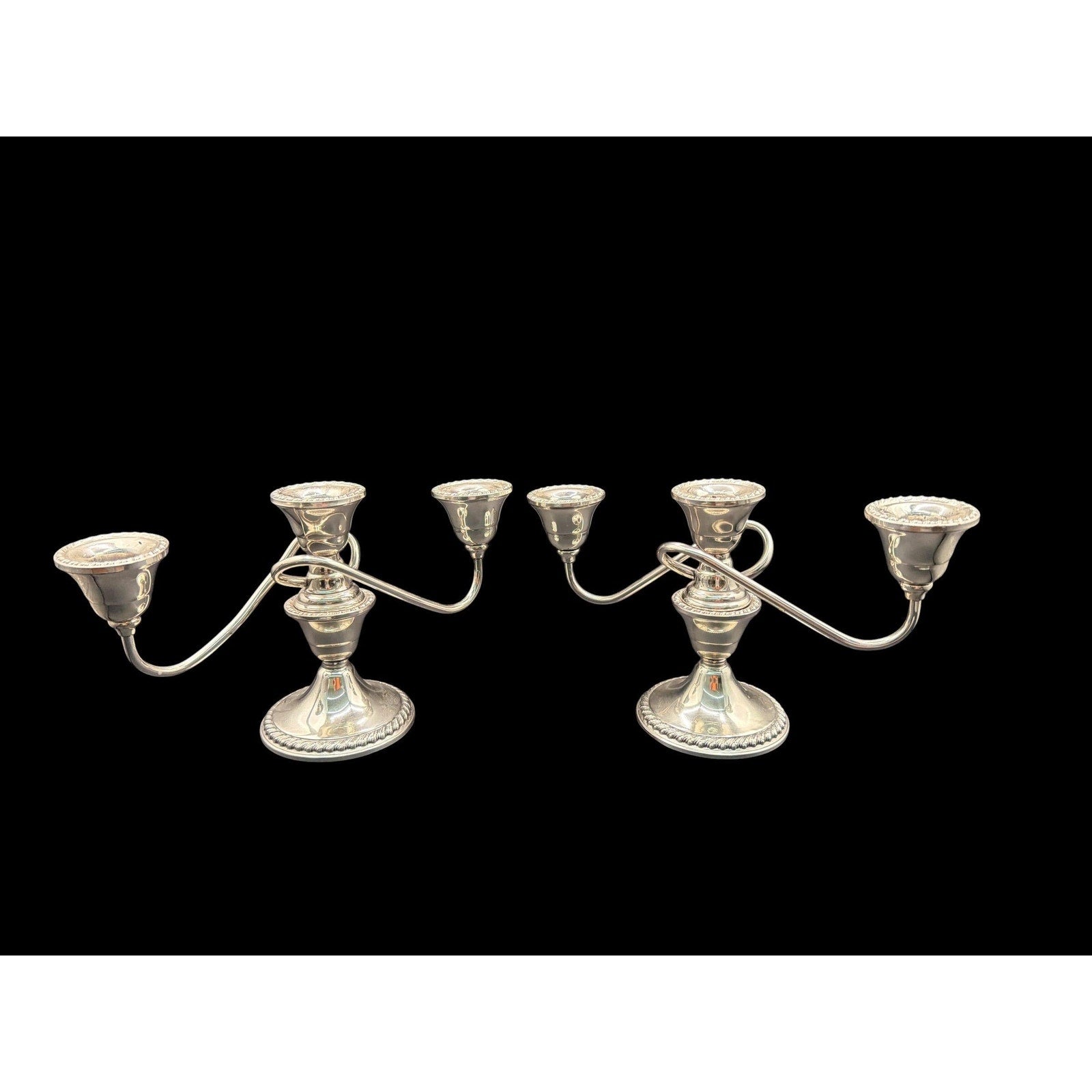 Vintage Rogers Sterling Silver Weighted Reinforced Candelabra Pair