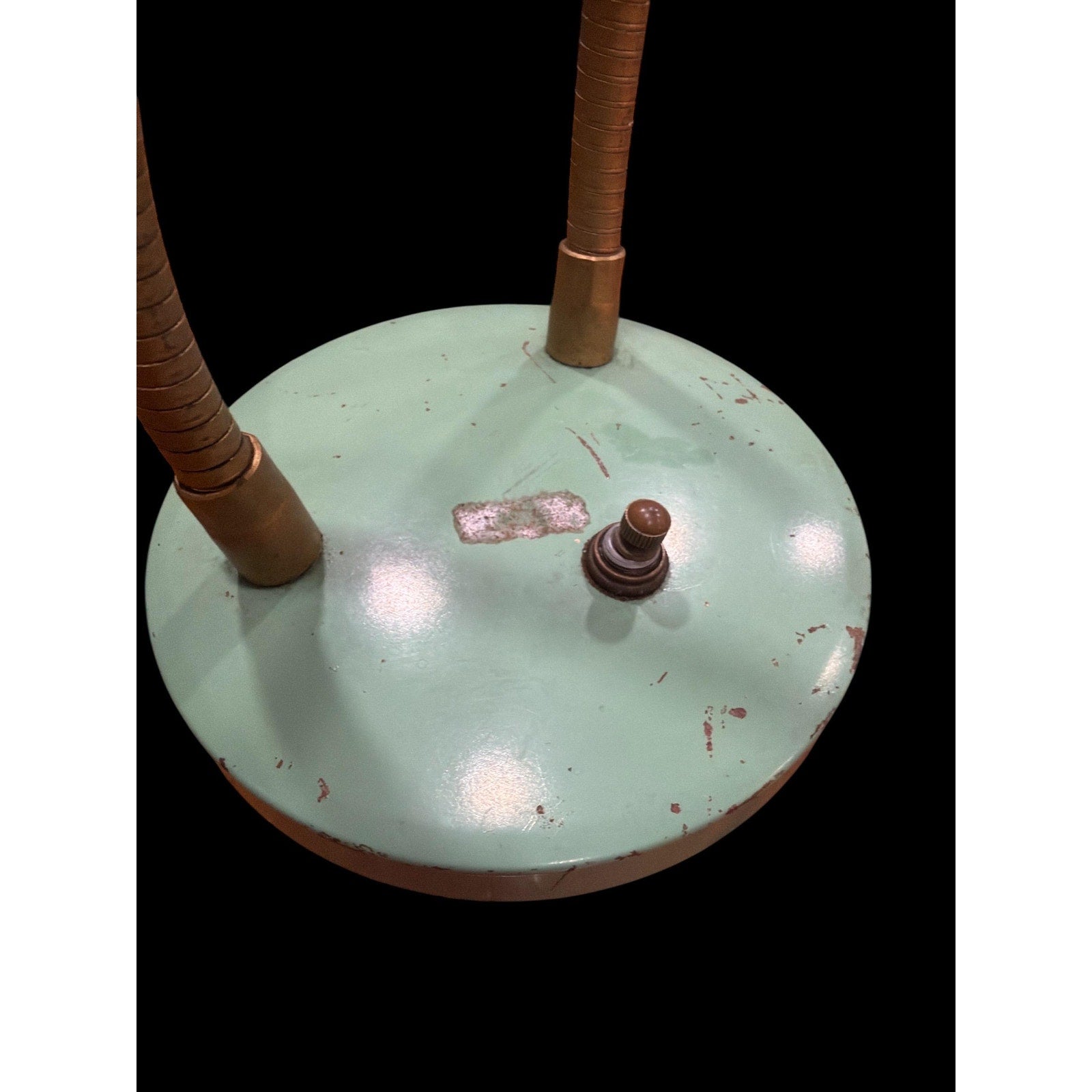 Vintage Mint Green Double Gooseneck Desk Lamp Atomic Era MCM Industrial Task Light