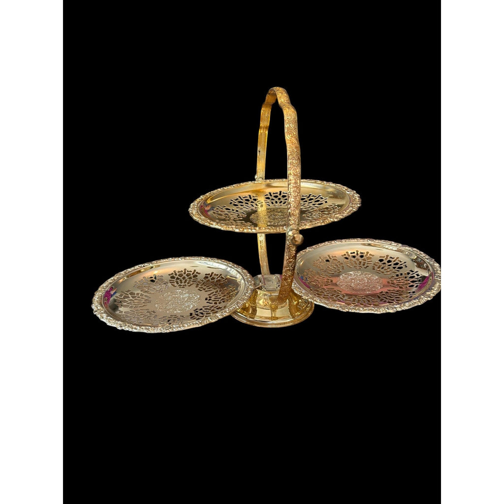 Vintage Queen Anne Silver Plate Folding Tidbit Tray Made in England | English Tea Party Server | Three Tier Serving Stand | Cottage Chic Dec