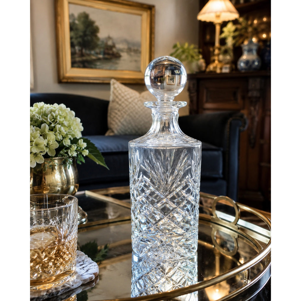 Vintage Imperial Crystal Lead Crystal Decanter with Stopper Barware 10 Inch