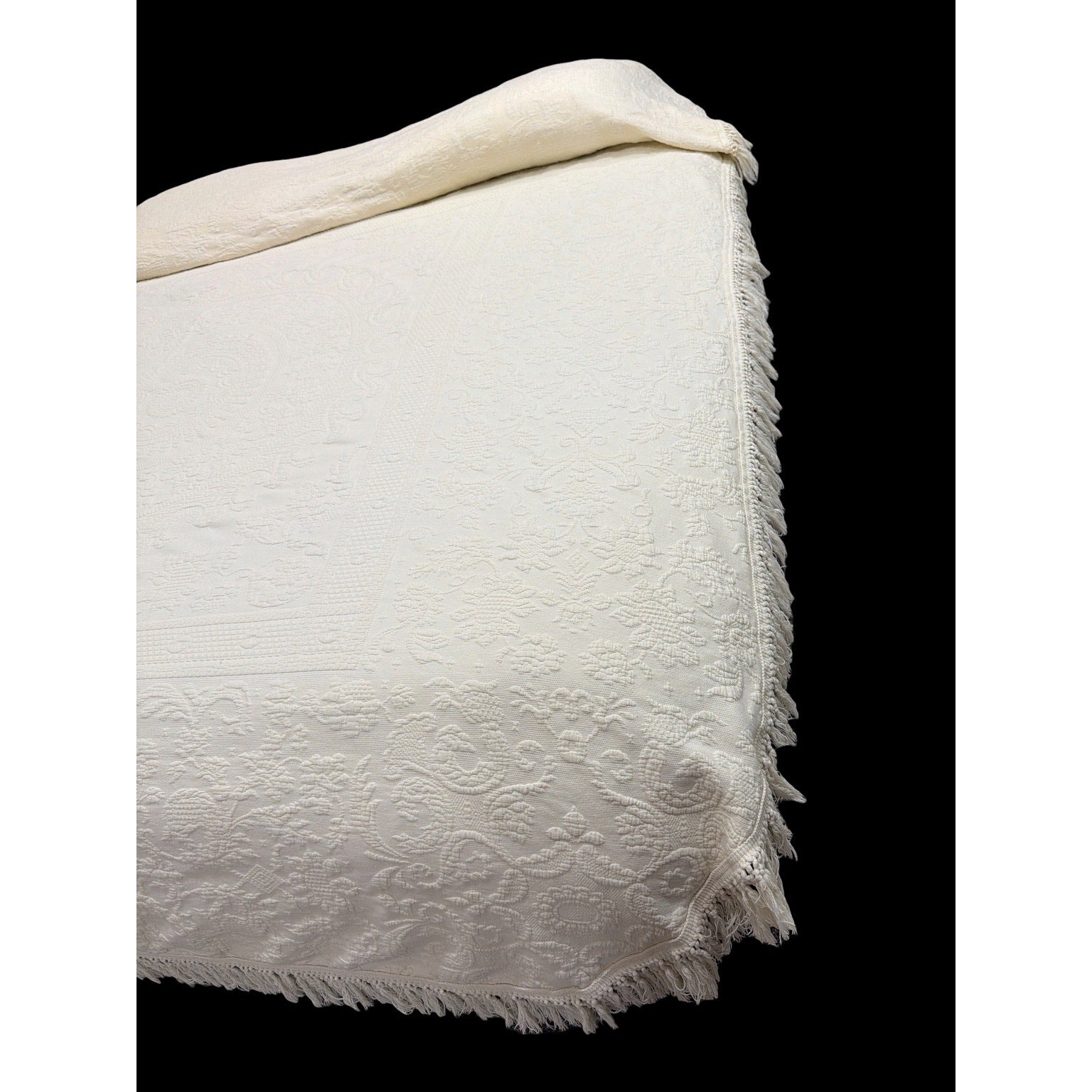Vintage Cannon Queen Elizabeth Bedspread Queen 90x94 Ivory Cotton Jacquard Matela
