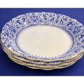 Johnson Bros Burmese Set of 4 Bowls 7.5” Blue White Gilt England Vintage