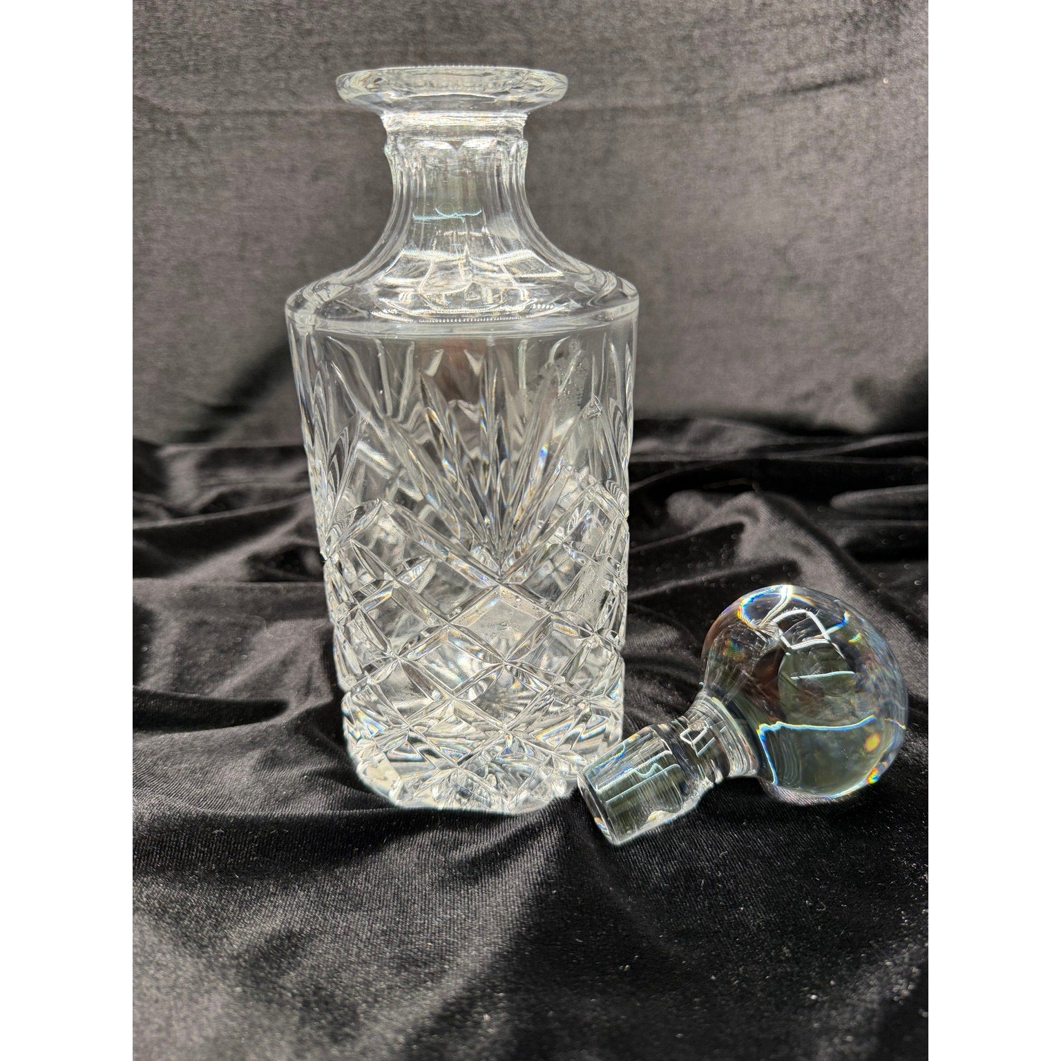 Vintage Imperial Crystal Lead Crystal Decanter with Stopper Barware 10 Inch