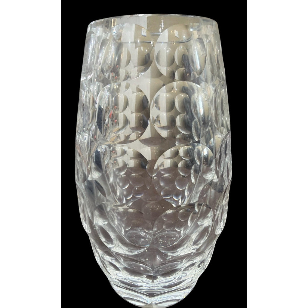 Vintage Kagami Crystal Vase, Heavy Cut Japanese Art Glass, Mid Century Modern