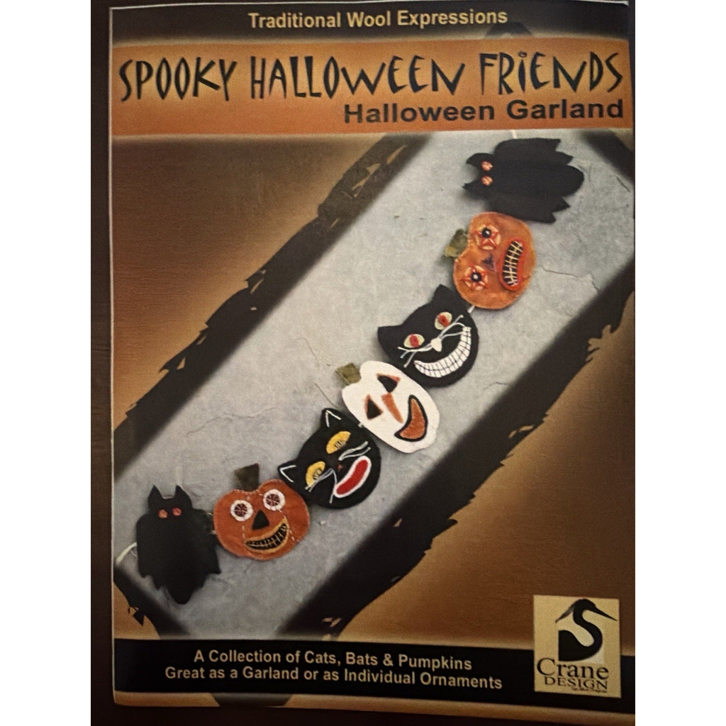 Crane Design Spooky Halloween Friends Wool Applique Garland Pattern