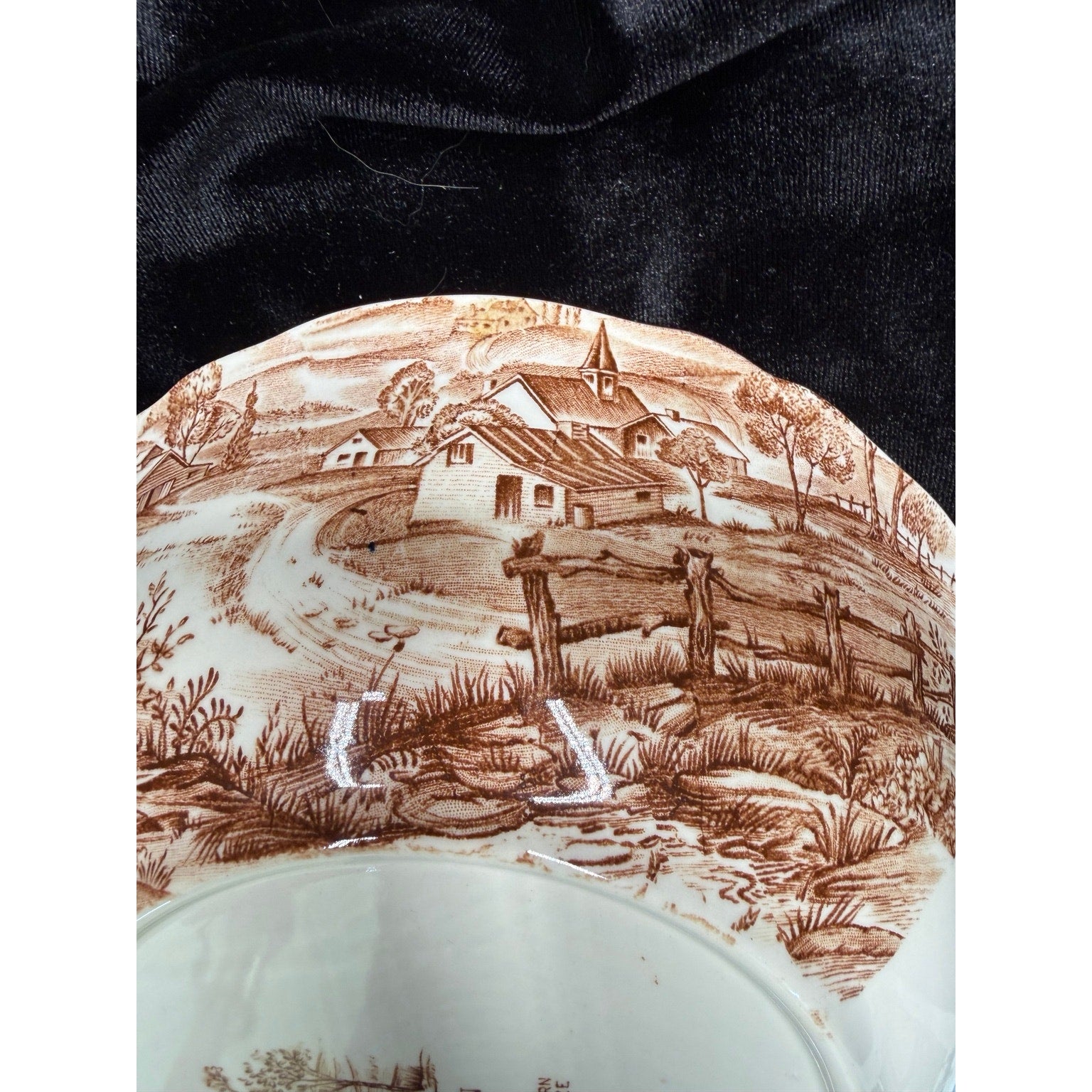 Vintage Alfred Meakin Reverie Ironstone Serving Bowl Brown Transferware 9 Inch